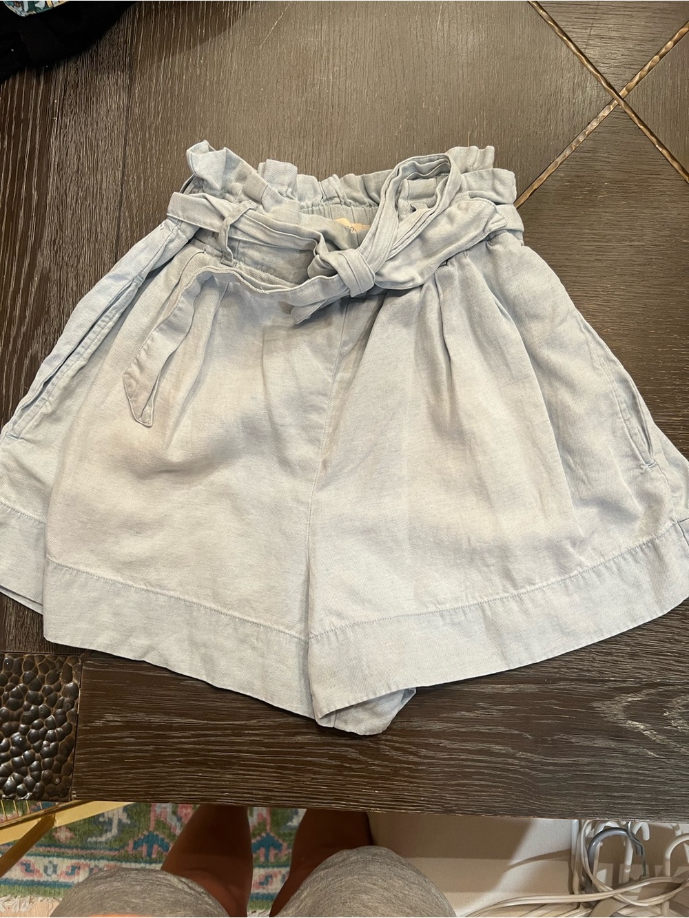 Cloth & Stone Light Blue Paperbag Waist Women's Shorts